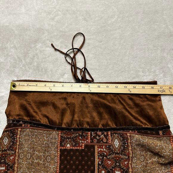 Miss Me Brown Patchwork Vintage Maxi Skirt Paisley Satin Size Small - Picture 9 of 11